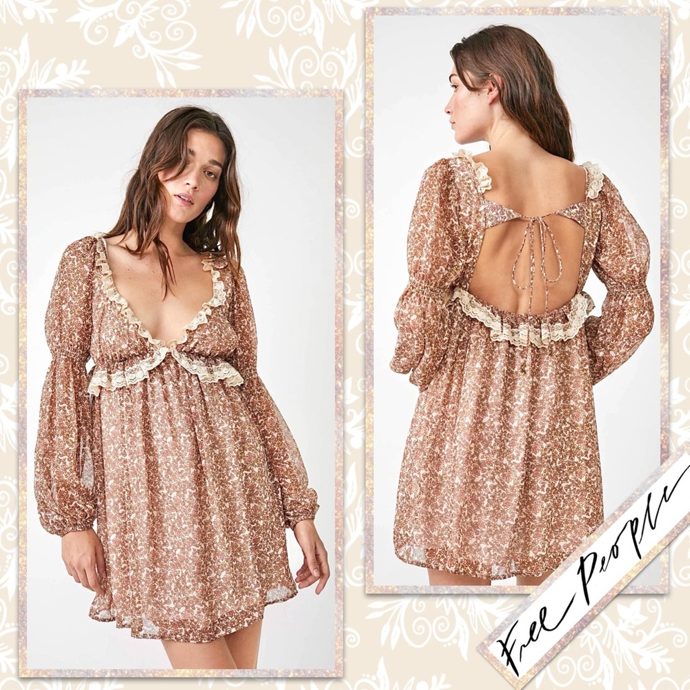 Free People Pennie Mini Dress in Ivory (Cream, Brown, Tan)